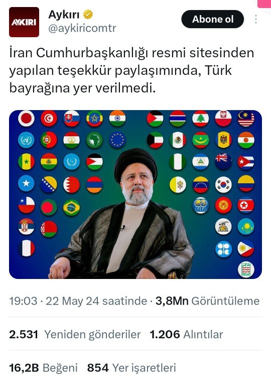 İranın resmi sitesinde Türk bayrağı koymaması yalanına hemen inandınız değil mi?