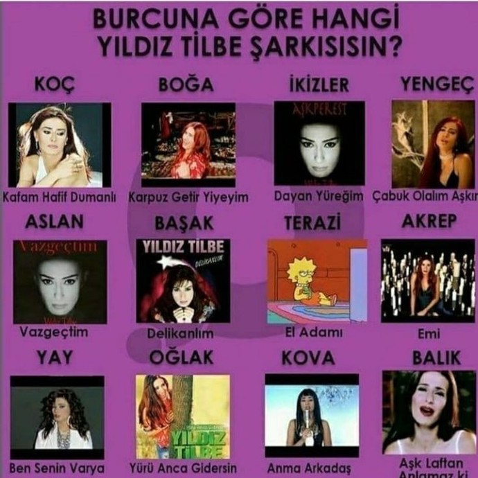 Burcuna göre hangi Yıldız Tilbe şarkısısın?