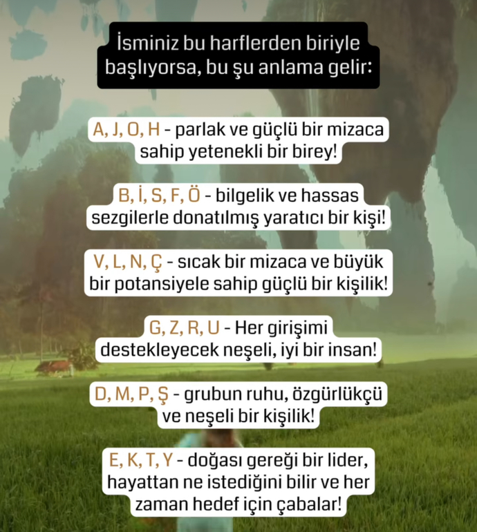 İsminiz hangi harfle başlıyor?