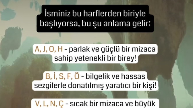 İsminiz hangi harfle başlıyor?