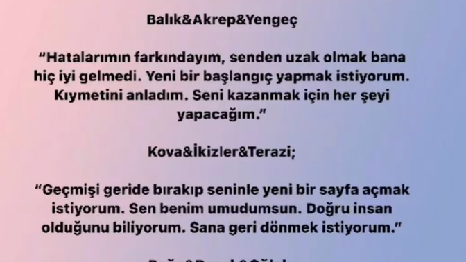 Karşı tarafın burcuna göre, aklınızdaki kişi size ne söylüyor?
