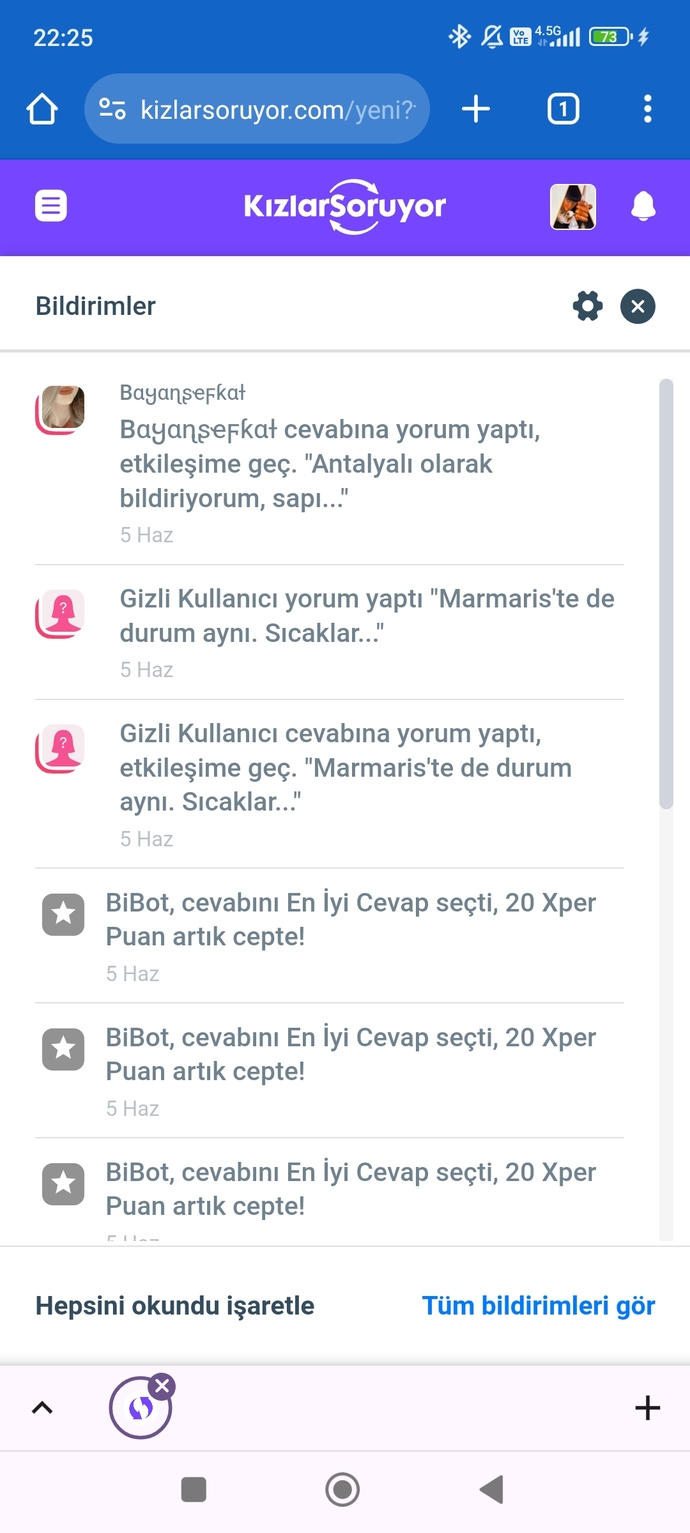 En son kimden üst üste bildirim aldınız?