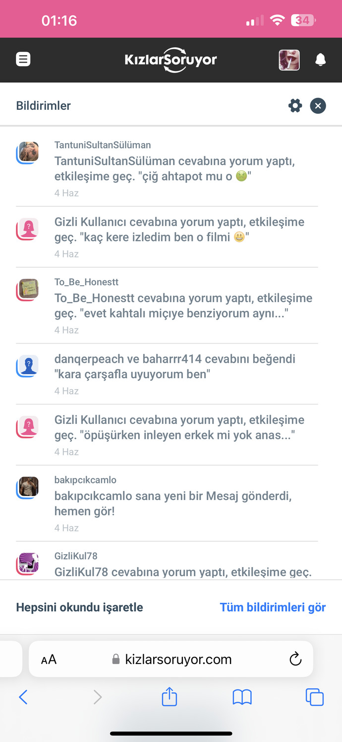 En son kimden üst üste bildirim aldınız?