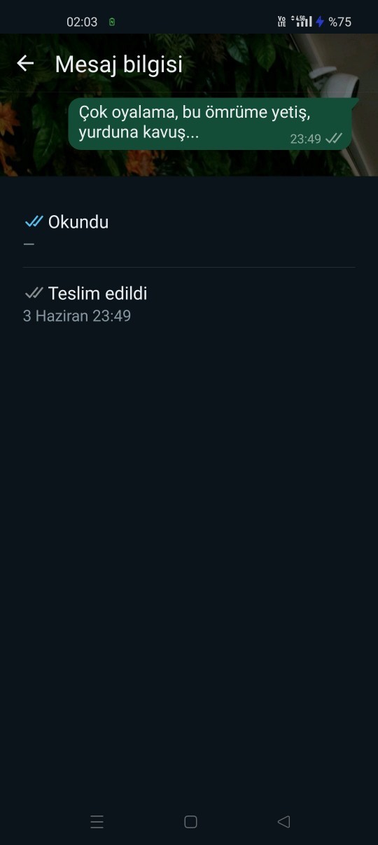 Mesajımı okumuş mu okumamış mı?