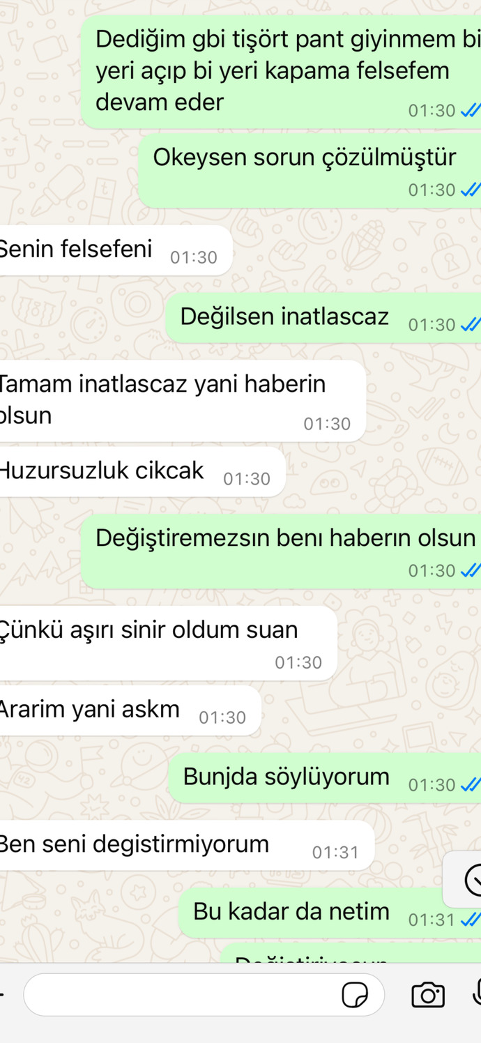 Sevgilim kıyafetime karısıyor?