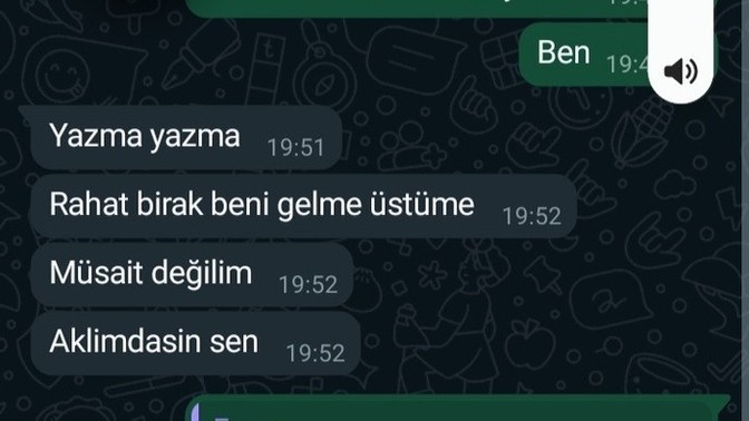 Birkaç gündür beni aramıyor ve yazmıyor bugün ben yazdım aramızda geçen diyalog bu siz ne diyorsunuz?