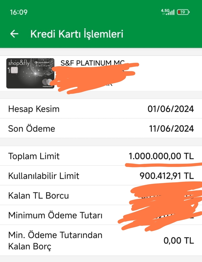 Kredi kartı limitiniz kaç?