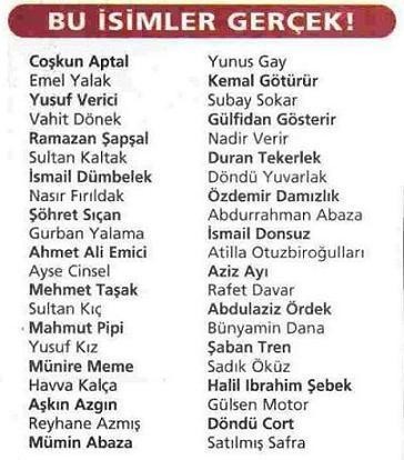 Duyduğunuz en komik soyisim ne?