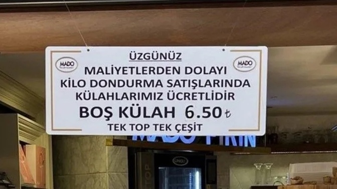 Boş dondurma külahı 6.50 TL'den satılmaya başladı. Ülke ekonomisi nereye gidiyor sizce?