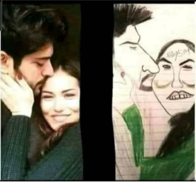 Sizleri ressam kişiliğim ile selamlıyorum, günlerdir üzerinde çalıştığım nadide çiftten bi mutlu kare, nasıl olmuş?🤭🤭?