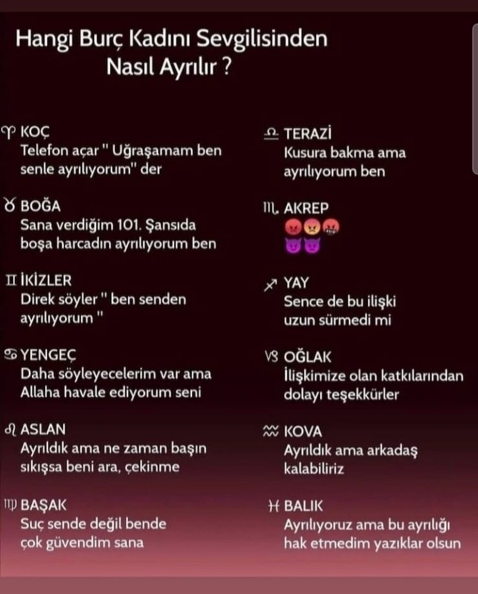 Hangi burç kadını sevgilisinden nasıl ayrılır?