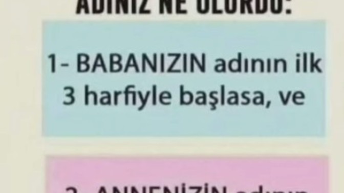 Görseldekine göre sizin adınız ne olurdu?