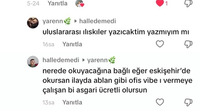 Uluslararası ilişkileri Akdenizde okuduğum için çok pişmanım. İyi bir işe girebilmek için İstanbul'da okumalıydım demi?