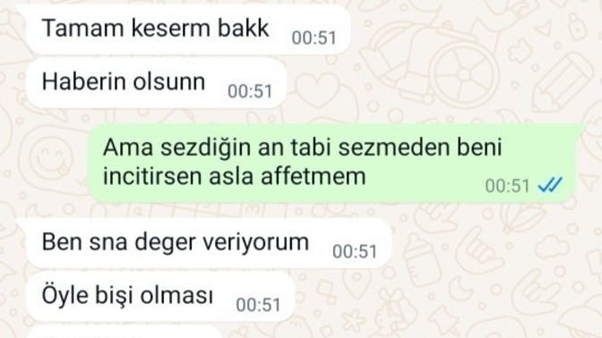 Ona hislerimin olduğunu düşünen kız?