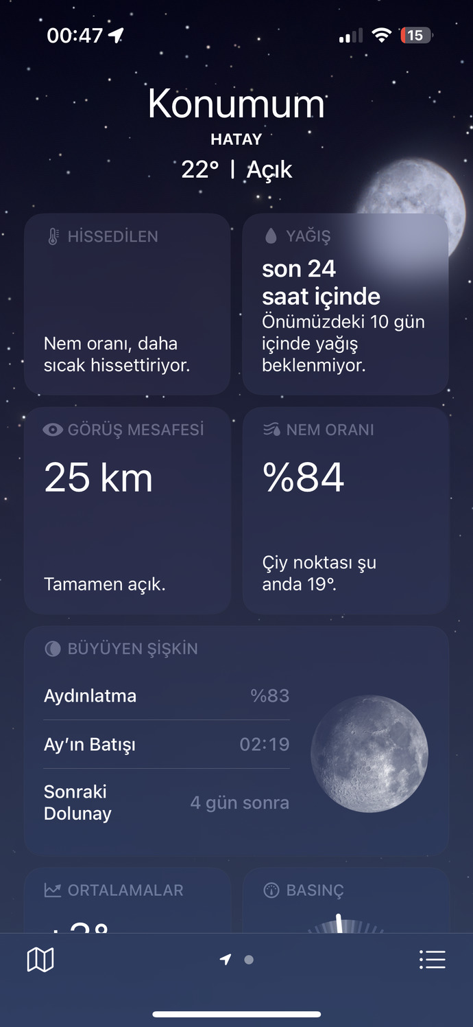 Yaşadığınız şehirde nem oranı yüzde kaç?