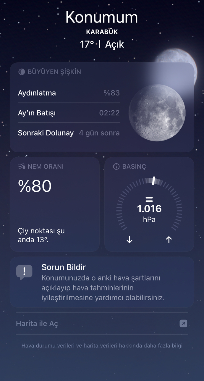 Yaşadığınız şehirde nem oranı yüzde kaç?