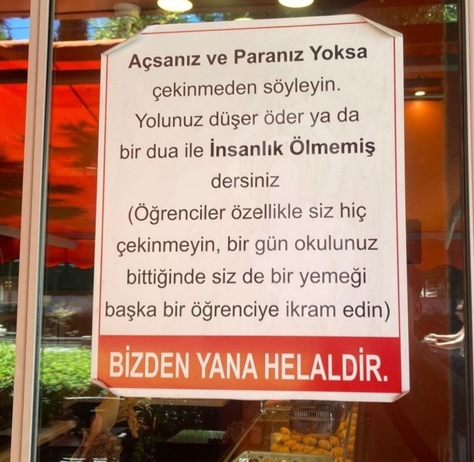 Bir lokantacının camına astığı yazı sizce iyi insanlar hala var mı?