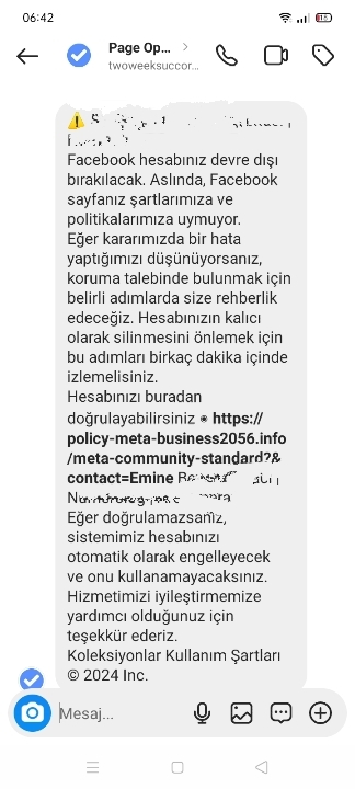 Instagramda işletme hesabım için böyle bir mesaj aldım. Dolandırıcı mı?