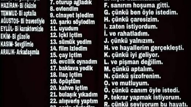Merhaba doğduğunuz ay ve günü isminizin baş harfini yazabilirsiniz ya da  yazmayadabilirsiniz biraz eğlenelim ne çıkacak?