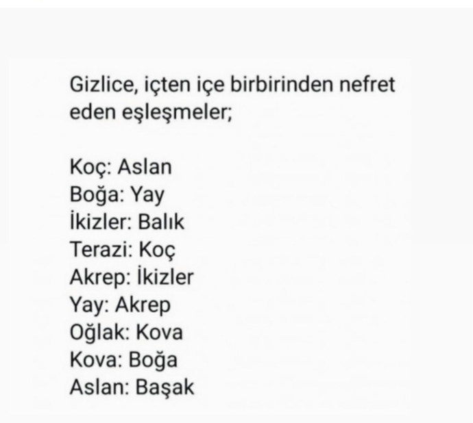 Senin burcun hangi burçtan nefret ediyor?