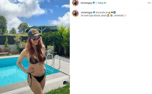 Mine Tugay bikinili poz verdi. Bazı kilolar alındı dedi! Sence nasıl olmuş?