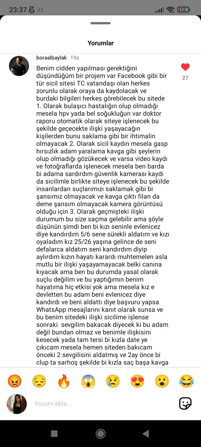 İnstada yorumlarda buldum sizce de mantıklı degil mi?