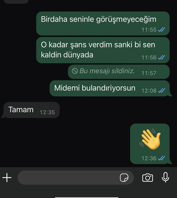 Eski sevgilimle son konışmamiz sizce artık yazmaz mi?