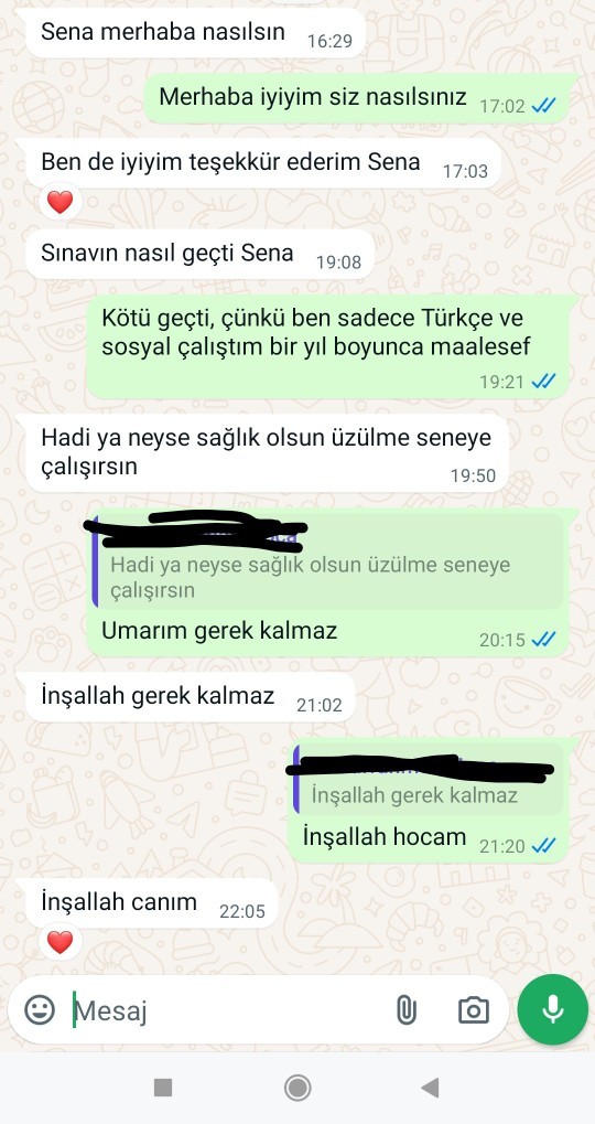 Dershane hocasının bana mesaj atması normal mi?