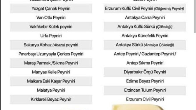Bir sürü peynir çeşidi var, hangi peyniri seviyorsunuz?