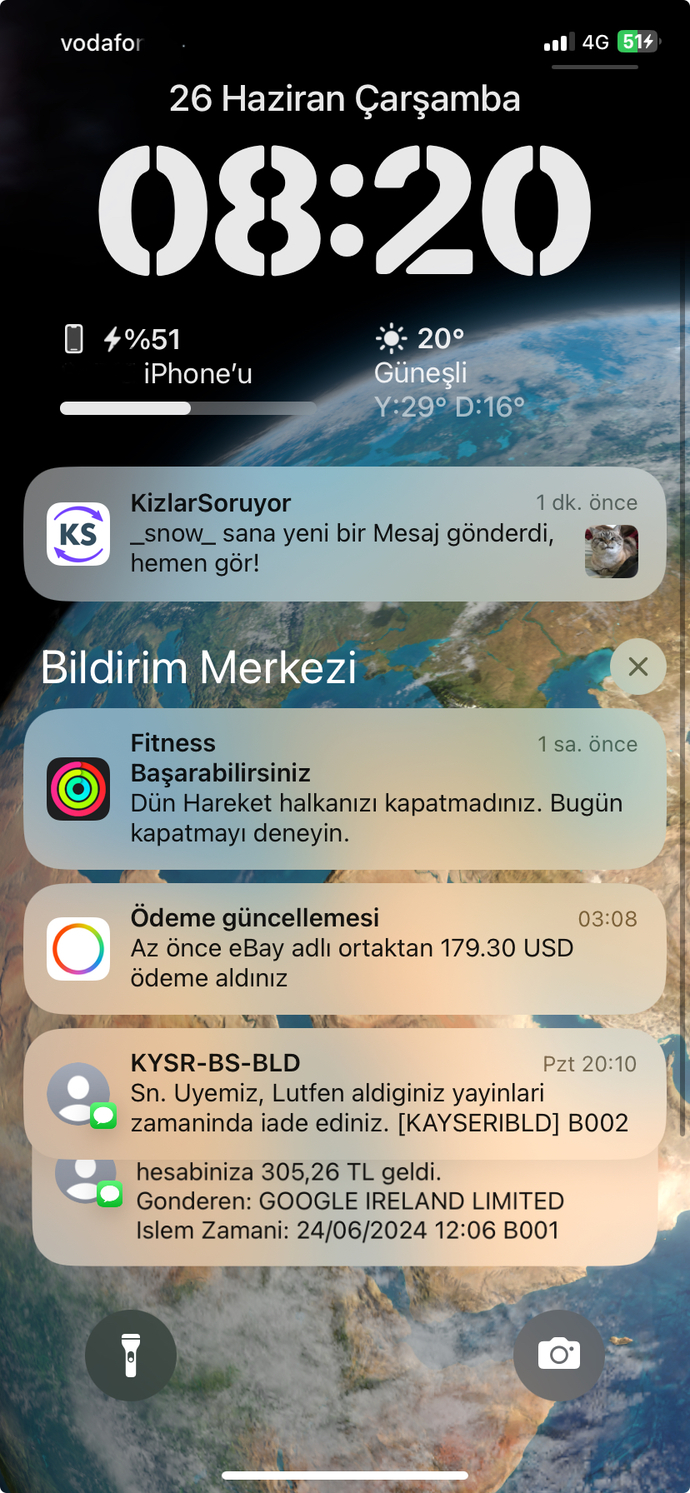 Cep telefonunuza gelen en son bildirim hangi uygulamadan geldi?