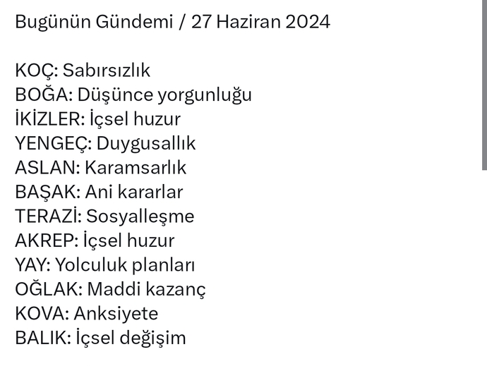 Burcunuza göre bugünkü gündemimiz nedirr?