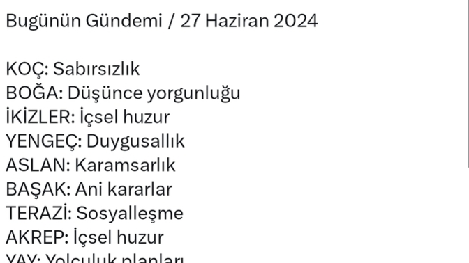 Burcunuza göre bugünkü gündemimiz nedirr?