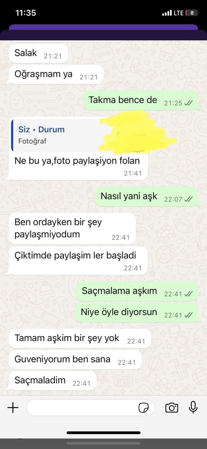 Sevgilim paylaştığım storyme kızıyor fotoğraf ekledim buraya konuşma görüntümüzü bakar misiniz bi siz olsanız ne tepki verirdiniz?
