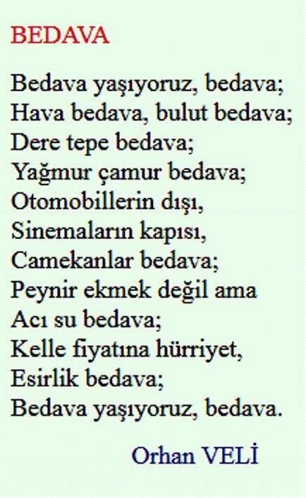 Bedava olmasını düşündüğünüz neler var?