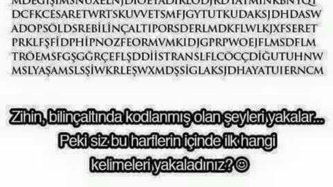 İlk gördüğünüz 3 kelime nedir?