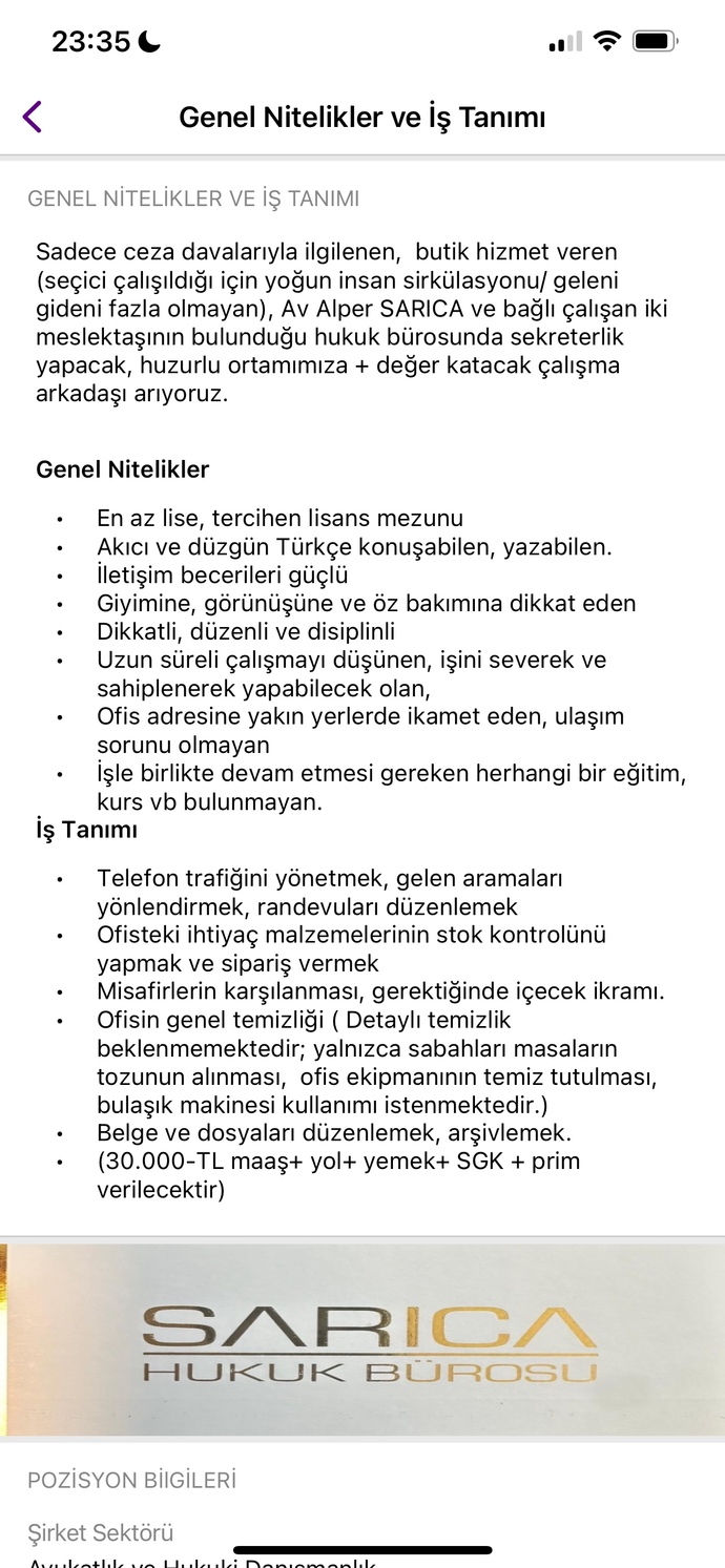 Bu iş ilanı nasıl sizce? maaş iyi mi?