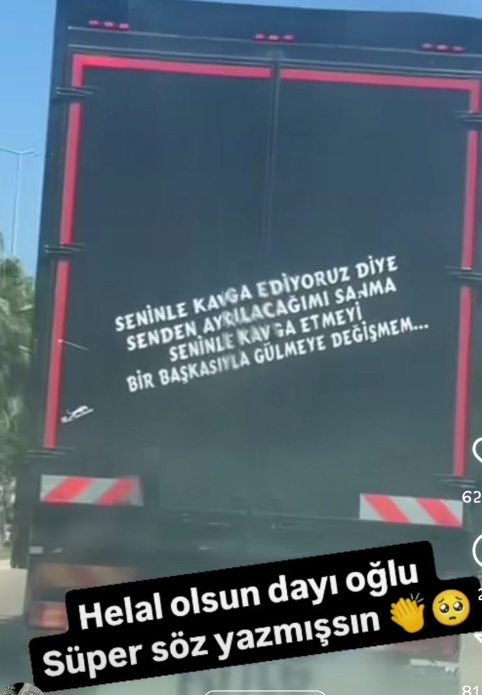 Bir kamyon arkası yazısı yazar mısınız?