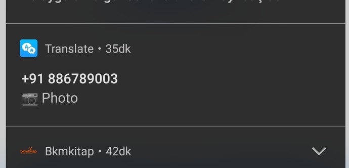 Translate uygulamasından mesaj geldi?