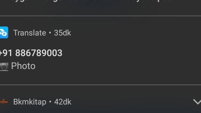 Translate uygulamasından mesaj geldi?