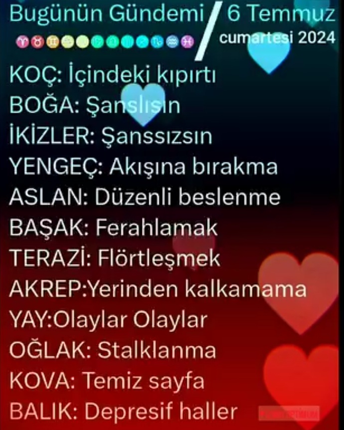 Burcunuzun bugünkü gündemi neymiş?