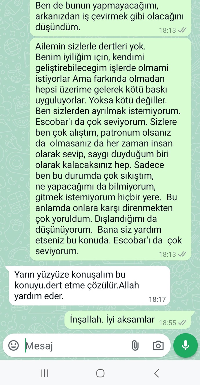 Erkekler vefaya onem vermez mi? patronuma aşik oldugum icin cikmak istemiyorum aramizda boyle konusma gecti ne dusunmştr?