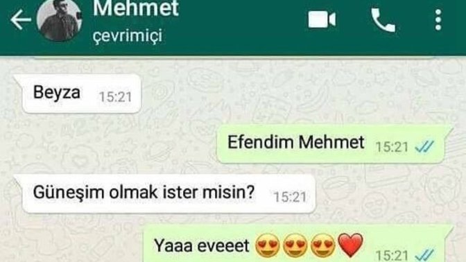 Whatsapp'da en son gönderdiğin mesaj neydi?