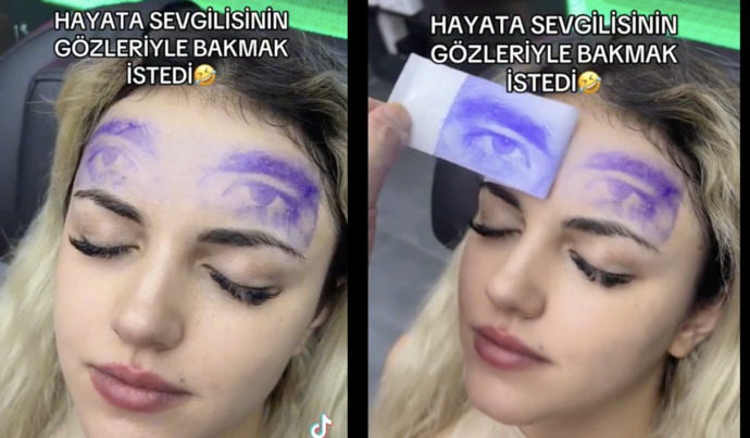 Sevdiğinin gözlerini alnına dövme yaptırır mısın?
