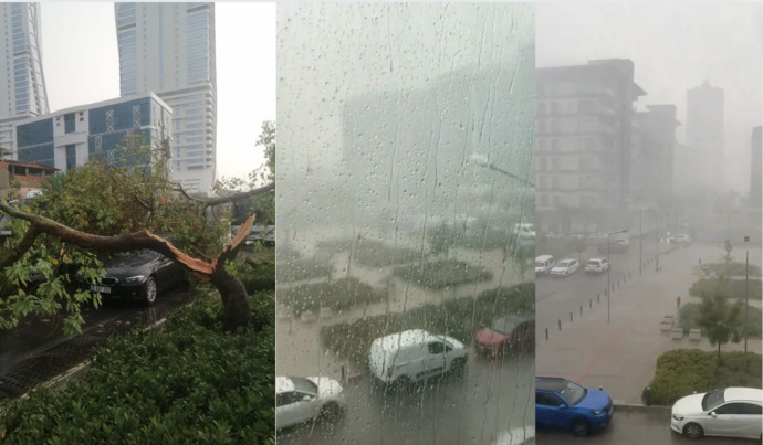 İzmirin birçok noktasında şiddetli #yağmur ve rüzgar hayatı olumsuz etkiledi. Sizin orada hava nasıl?