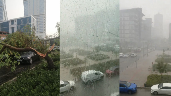 İzmir'in birçok noktasında şiddetli #yağmur ve rüzgar hayatı olumsuz etkiledi. Sizin orada hava nasıl?