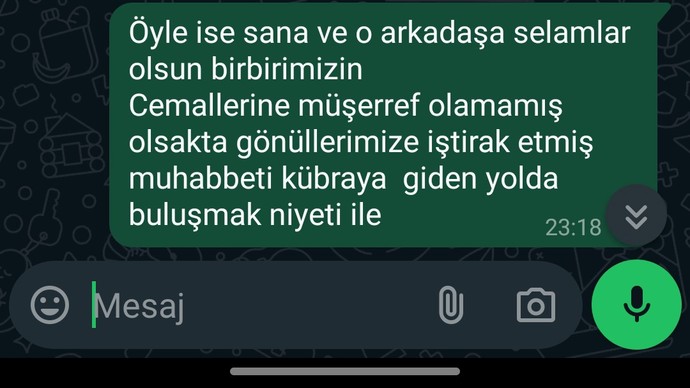 Whatsapp'da en son gönderdiğin mesaj neydi?
