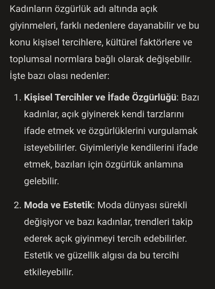 Yapay Zekaya ”Kadınlar neden özgürlük adı altında açık giyiniyorlar?” diye sordum ve bu cevabı verdi! Sizce haklı mı?