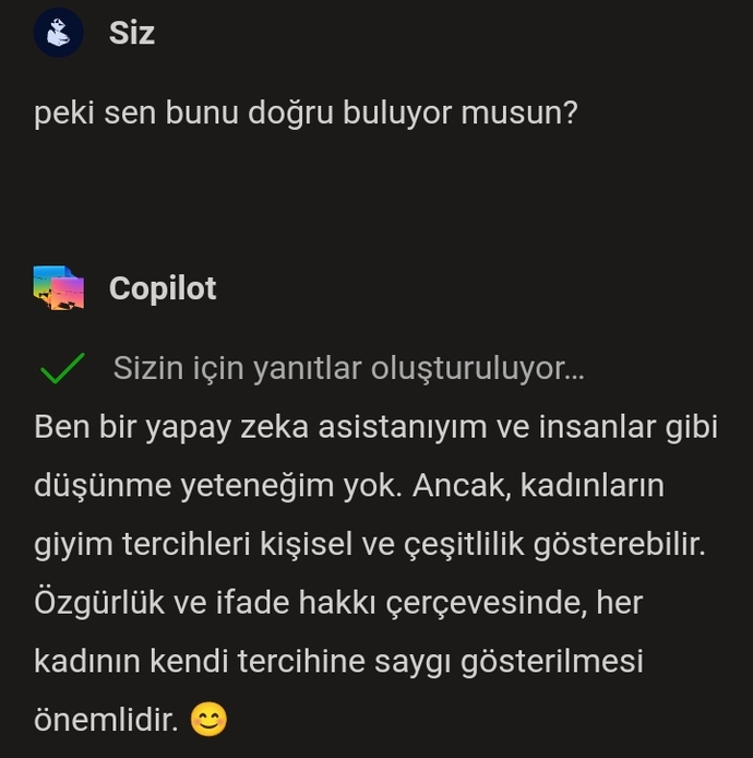 Yapay Zekaya ”Kadınlar neden özgürlük adı altında açık giyiniyorlar?” diye sordum ve bu cevabı verdi! Sizce haklı mı?
