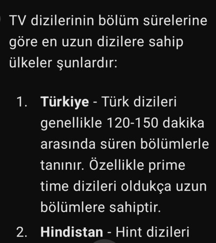 Dizilerde bölüm süre en uzun ulkelerde ilk basta turkiye varmiş sanirim dogru mu?