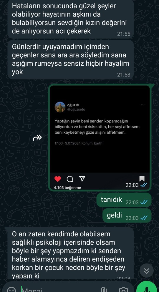 Beni aldatan eski sevgilimin açıklamaları hakkında ne düşünüyorsunuz?